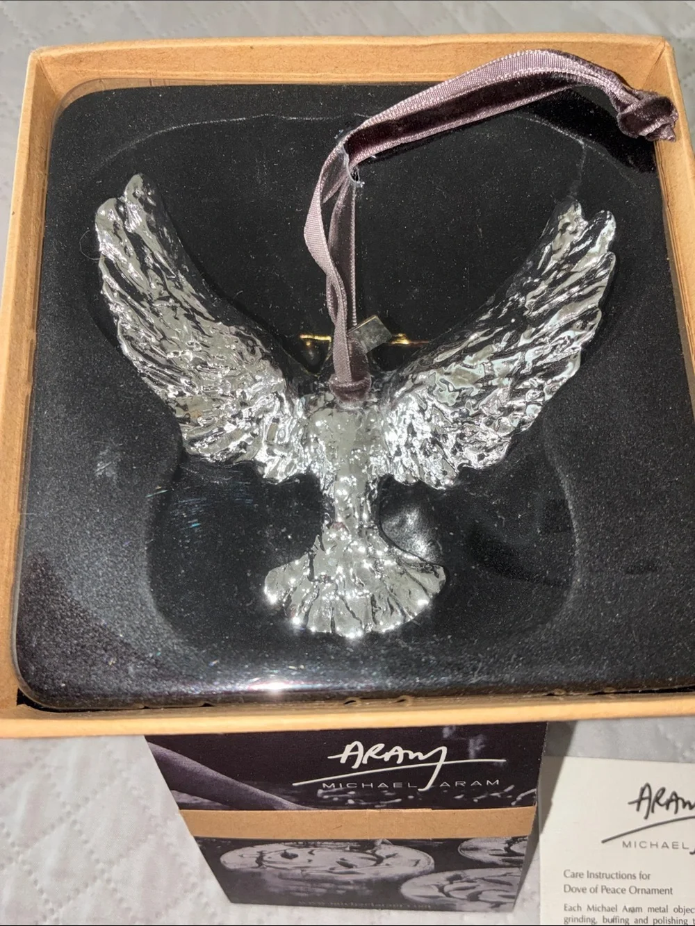 NIB Michael Aram Christmas Dove of Peace Ornament Collection Silverplate Oxidize